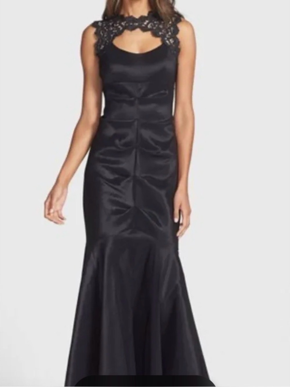 Black Lace-Shoulder Mermaid Dress